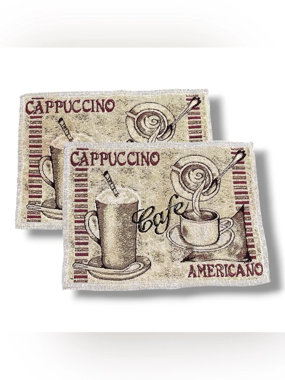 Set of 2 Coffee Cappuccino Tapestry Breakfast Table Placemat 15